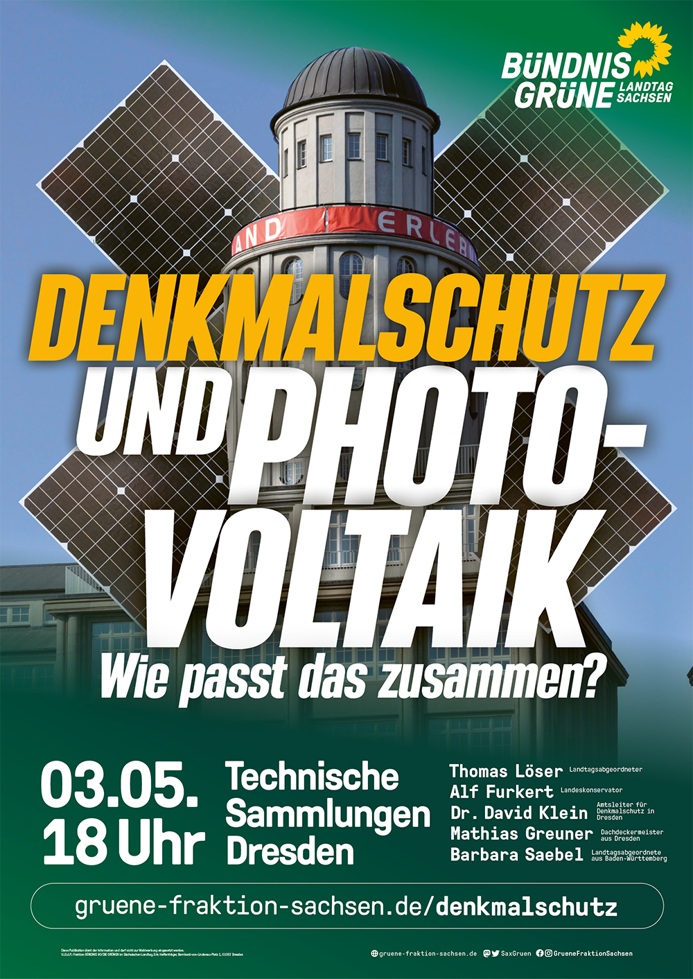 Plakat für Veranstaltung am 3. Mai in Dresden in den Technischen Sammlungen