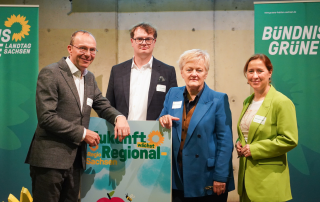 Renate Künast, Franziska Schubert, Wolfram Günter und Valentin Lippmann auf der BioRegio veranstaltung am 09.12.2025